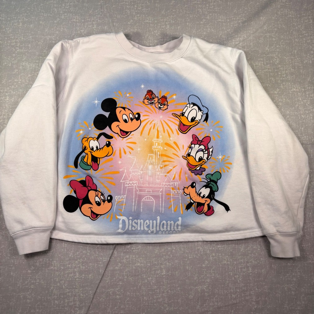 Disneyland Resort Mickey & Friends Castle Cropped Sweatshirt White Womens 1X